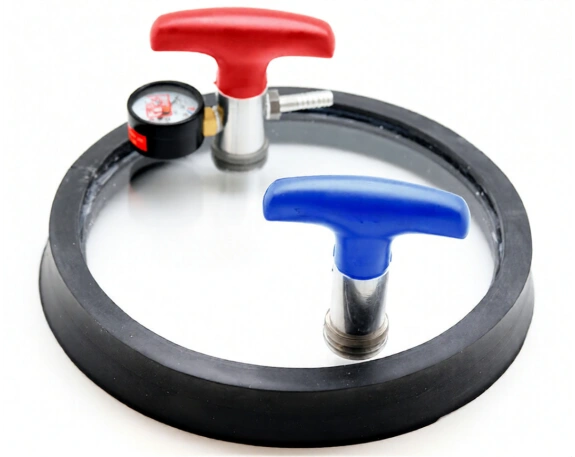 Рамка вакуумная плоская круглая с вакуумметром и ручками-клапанами 1