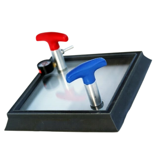 Рамка вакуумная квадратная с вакуумметром и ручками-клапанами (230х230 мм)