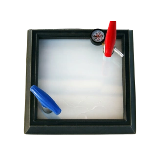 Рамка вакуумная квадратная с вакуумметром и ручками-клапанами (230х230 мм)